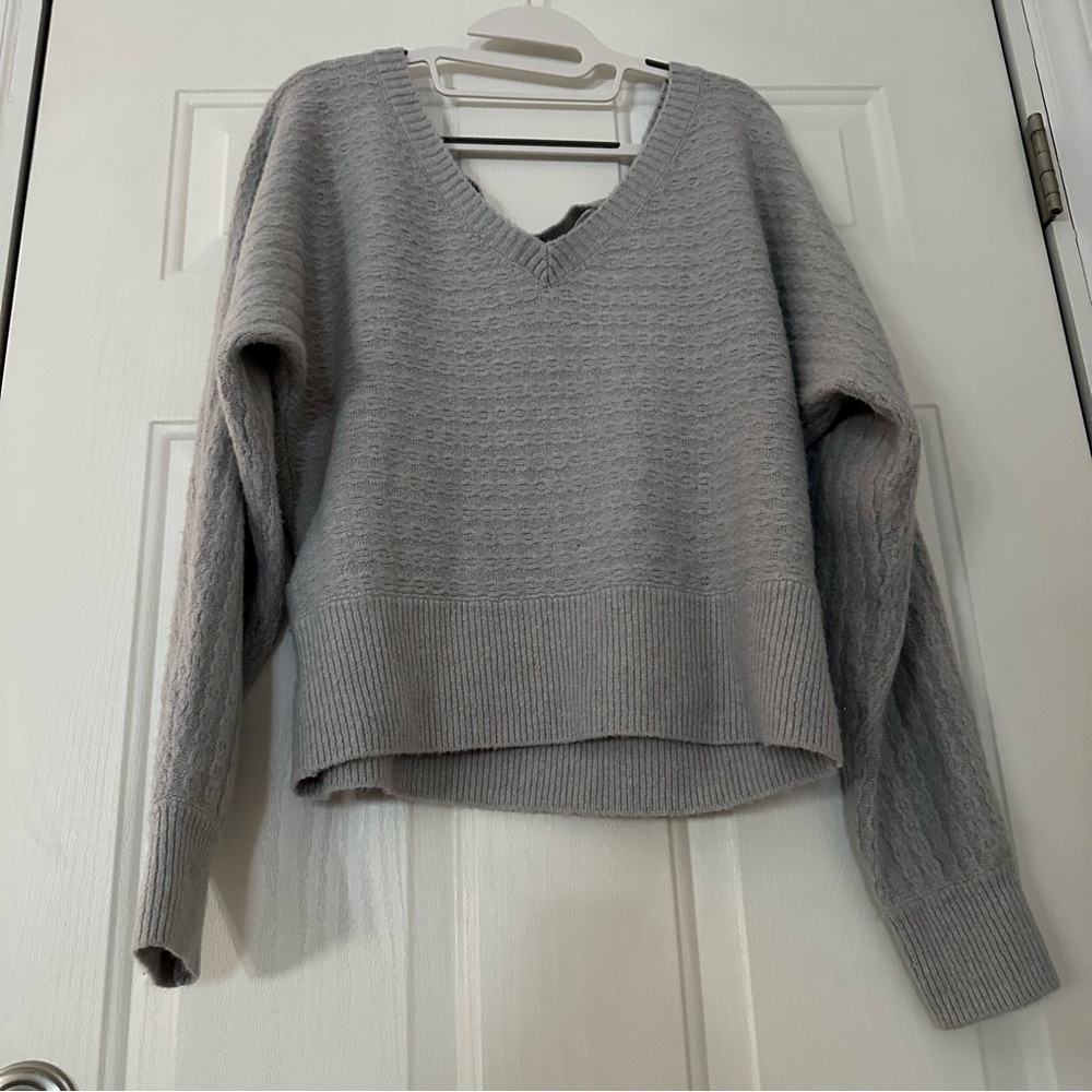 Pink Rose Double V Neck Sweater Grey XL